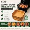 Sileo Paper Sheets 100 PCS | Parchment Paper for Air Frying | Disposable Non Stick Liners | Oil Proof Baking Paper | Reusable Storage Box | 16 x 16 x 4.5 cm