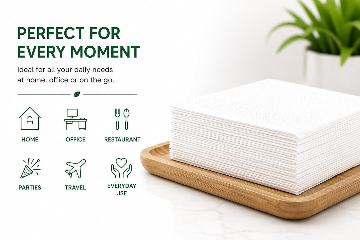 Sileo 2Ply So Soft Paper Napkins | Tough, Super Absorbent Multipurpose Tissue | Food Contact Safe, Ideal for Snacks, Parties & Daily Use - Pack of 6 (50 Pulls Per Pack, Total 300 Sheets)