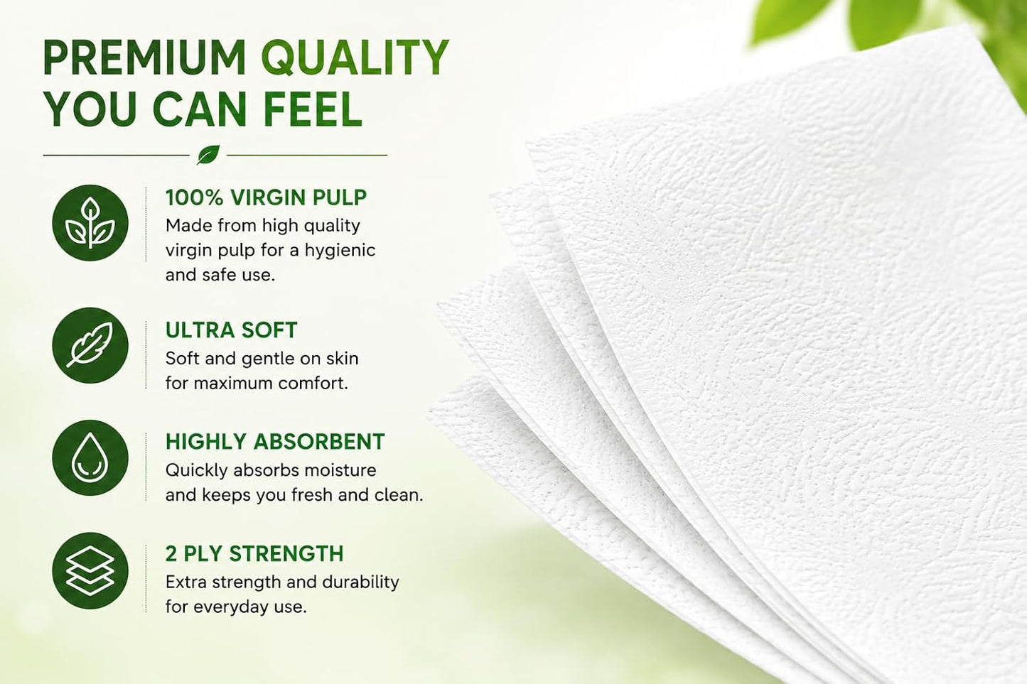 Sileo 2Ply So Soft Paper Napkins | Tough, Super Absorbent Multipurpose Tissue | Food Contact Safe, Ideal for Snacks, Parties & Daily Use - Pack of 6 (50 Pulls Per Pack, Total 300 Sheets)