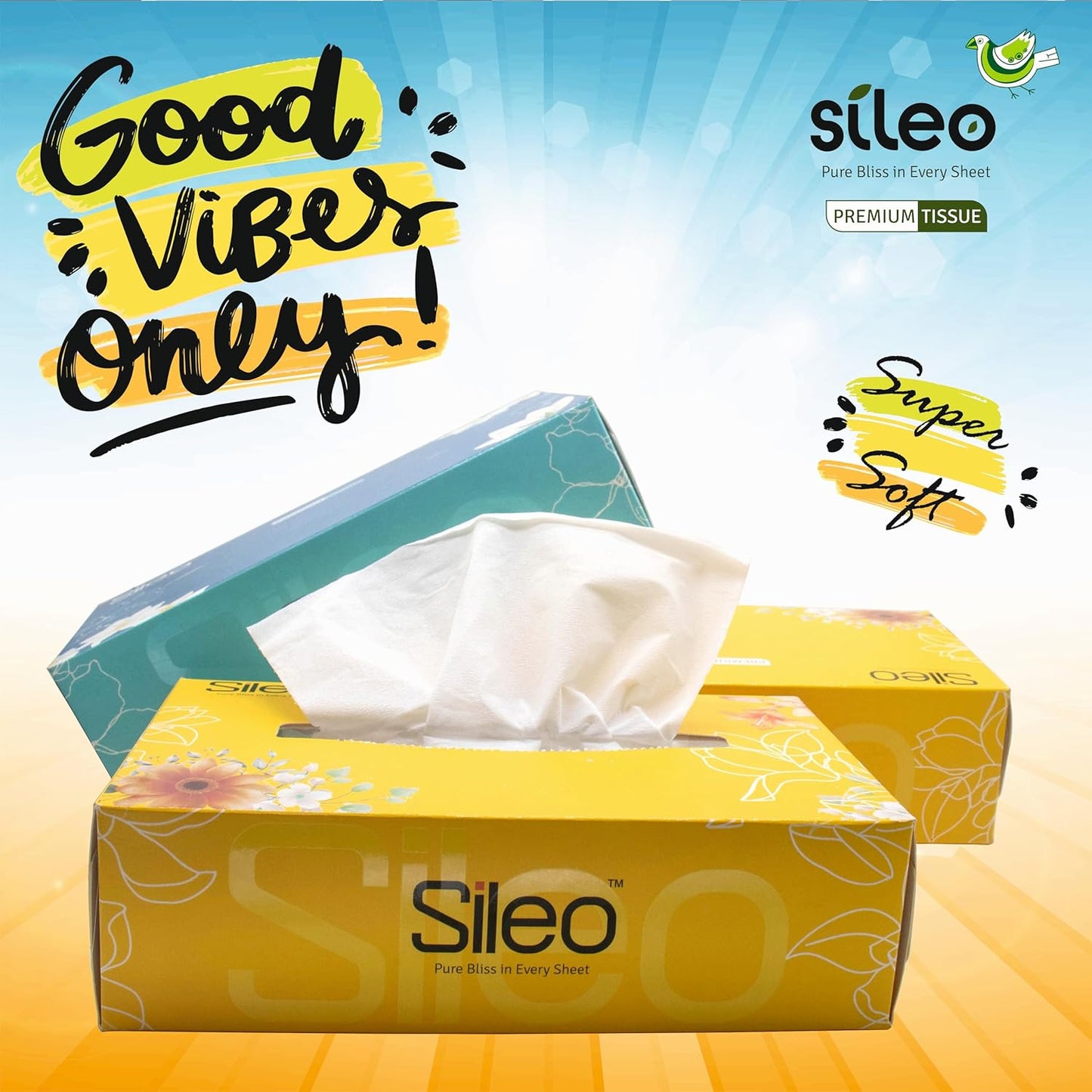 Sileo™ Tissue Car Box 2 Ply Face/Facial Tissues Carton Box | Soft, Absorbent, Safe & Hygienic Tissue Paper | Multipurpose Napkins | Convenient, Eco Friendly - Pack of 4 (100 Pulls Per Box, 400 Sheets)
