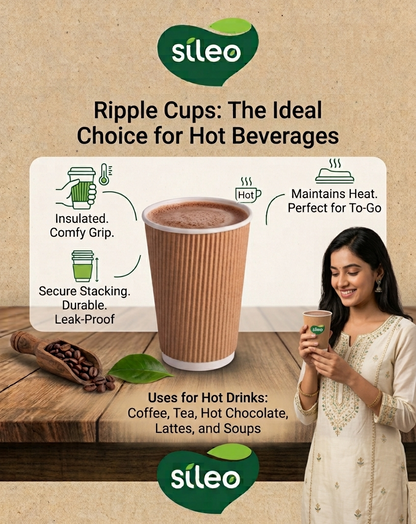 Sileo Disposable Paper Tea/Coffee Cups | Biodegradable Paper Cup for Cocktail, Cold Drink, Juice | Eco-Friendly, Portable, Convenient | 110 ML Ripple Paper Cups Pack of 5 (25 cups Each) Total 125 Cups